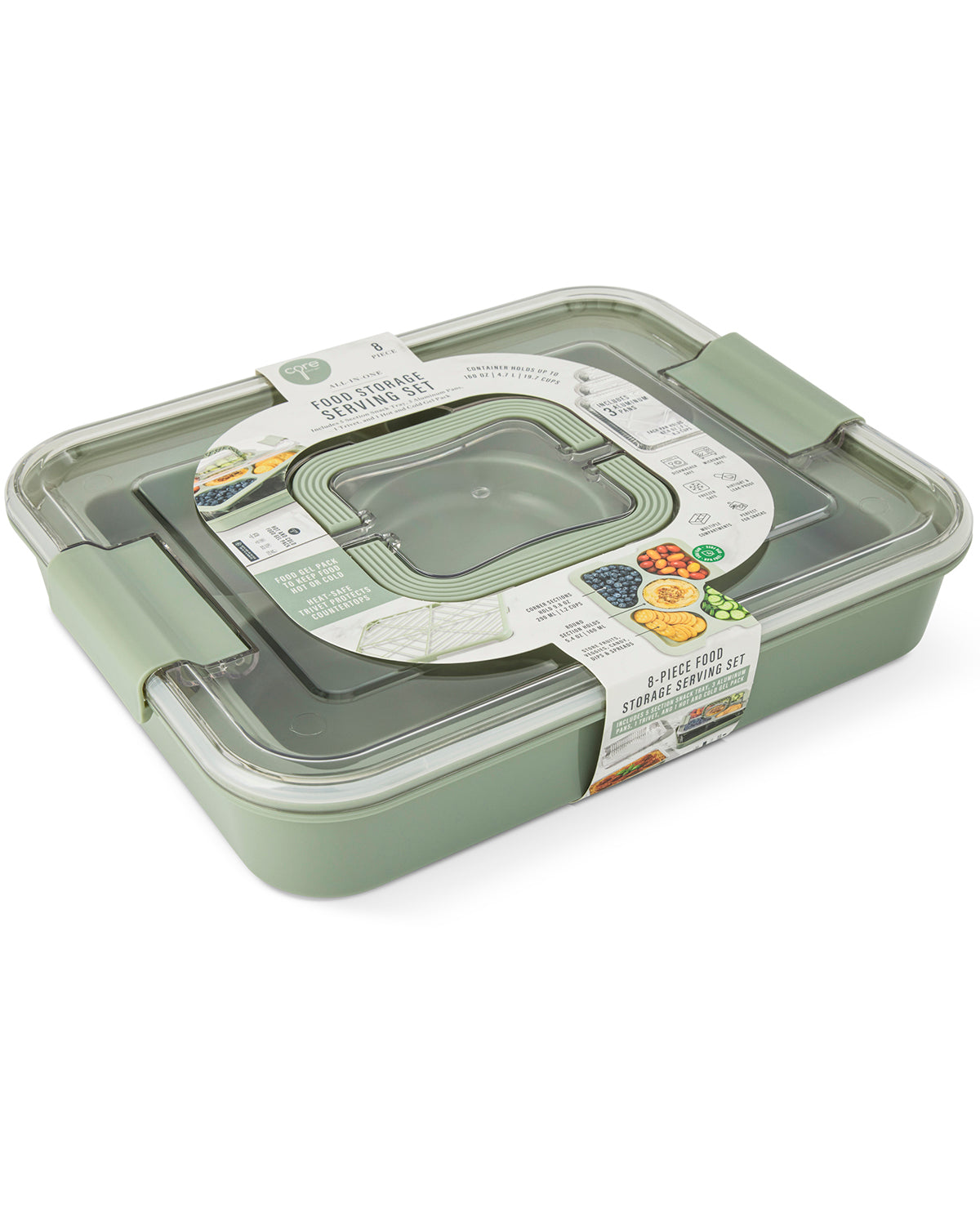 8 Piece Food Storage Serve Set Mossy Stone