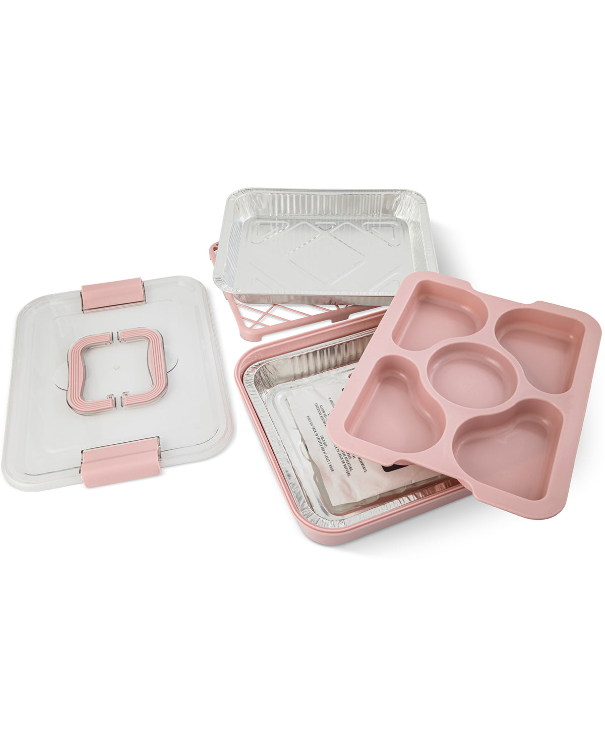 8 Piece Food Storage Serve Set Pink Heart