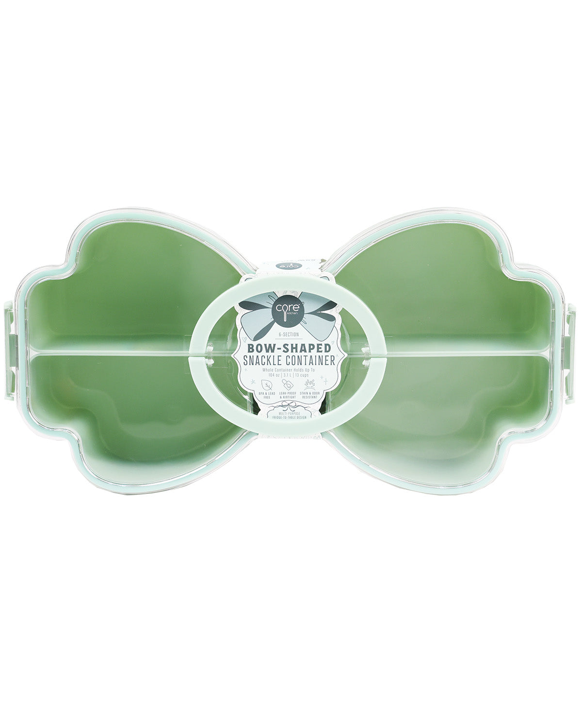 6 Section Bow Snackle Box - Mint Green