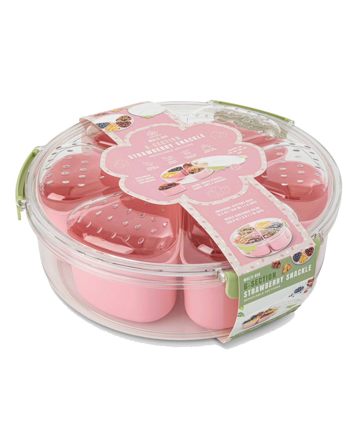 6-Section Strawberry Snackle Box - Pink Lemonade