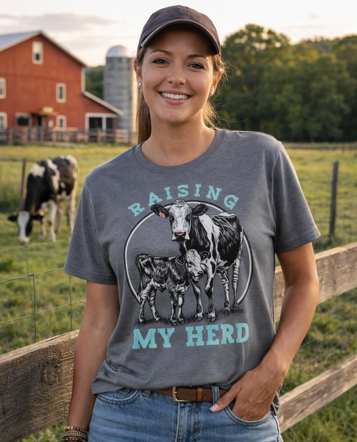Southern Gal Raising My Heard Short Sleeve Screen Tee Graphite