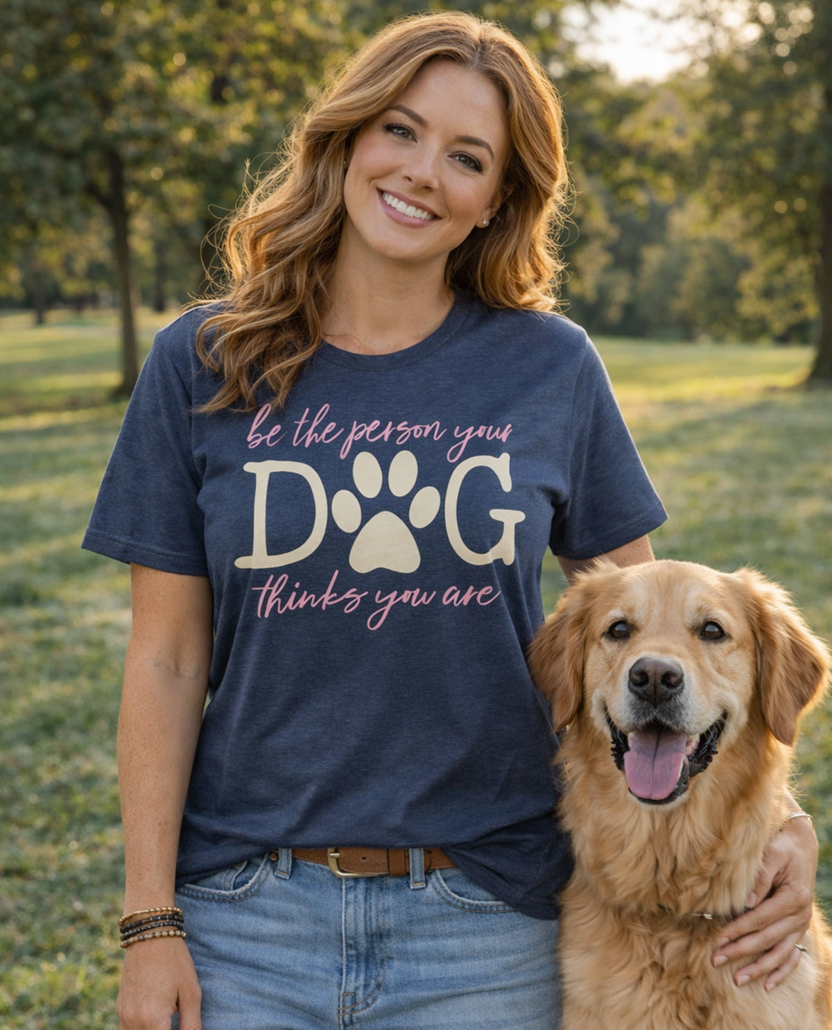 Southern Gal Dog Person Short Sleeve Screen Tee Navy