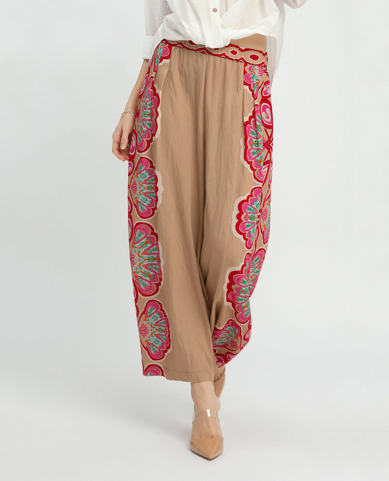 Umgee Wide Leg Print Soft Latte