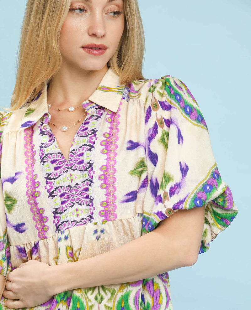 Umgee Boho Print Top Orchid