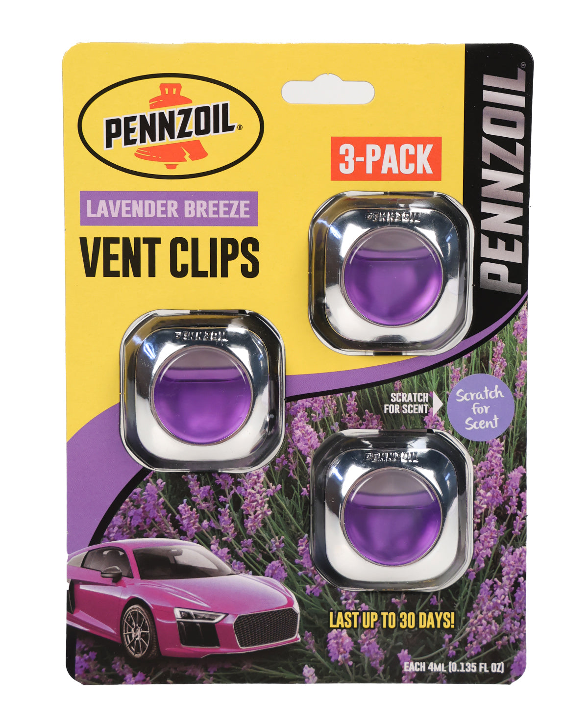 Pennzoil 3pk Lavendar Breeze Vent Clip