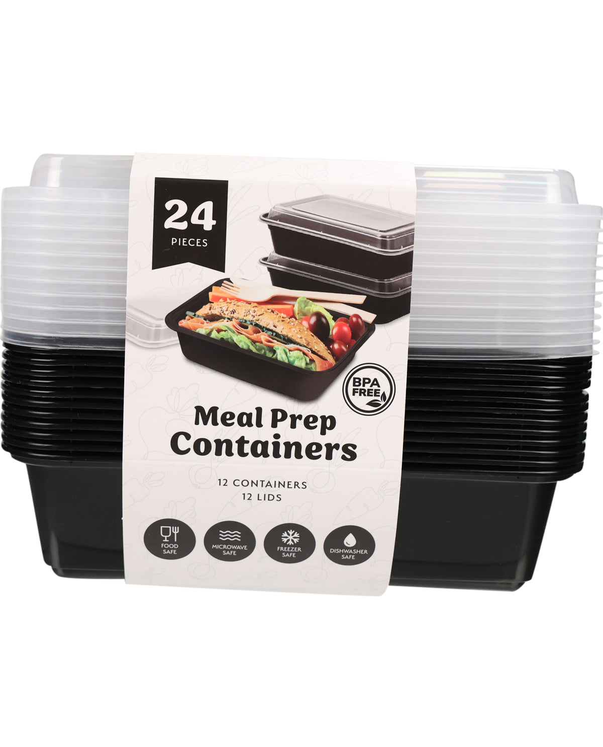 24pc Black Meal Prep Sets
