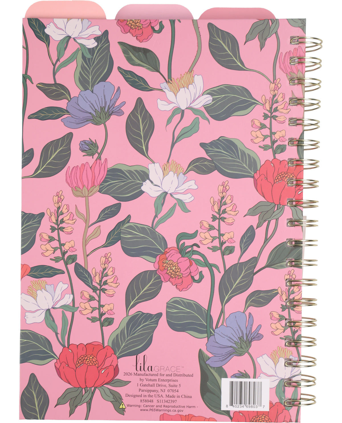 Floral notebook with a pink background