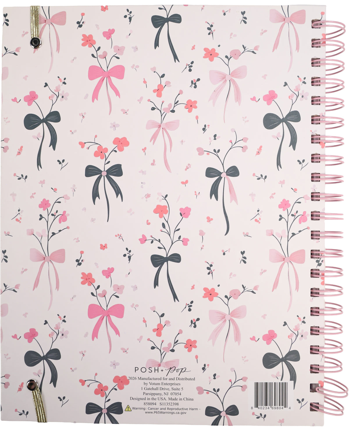 Ditsy Bows Clipboard 18 Month Planner