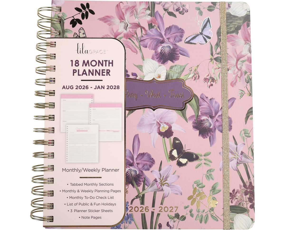 Mauve Floral Chunky 18 Month Planner
