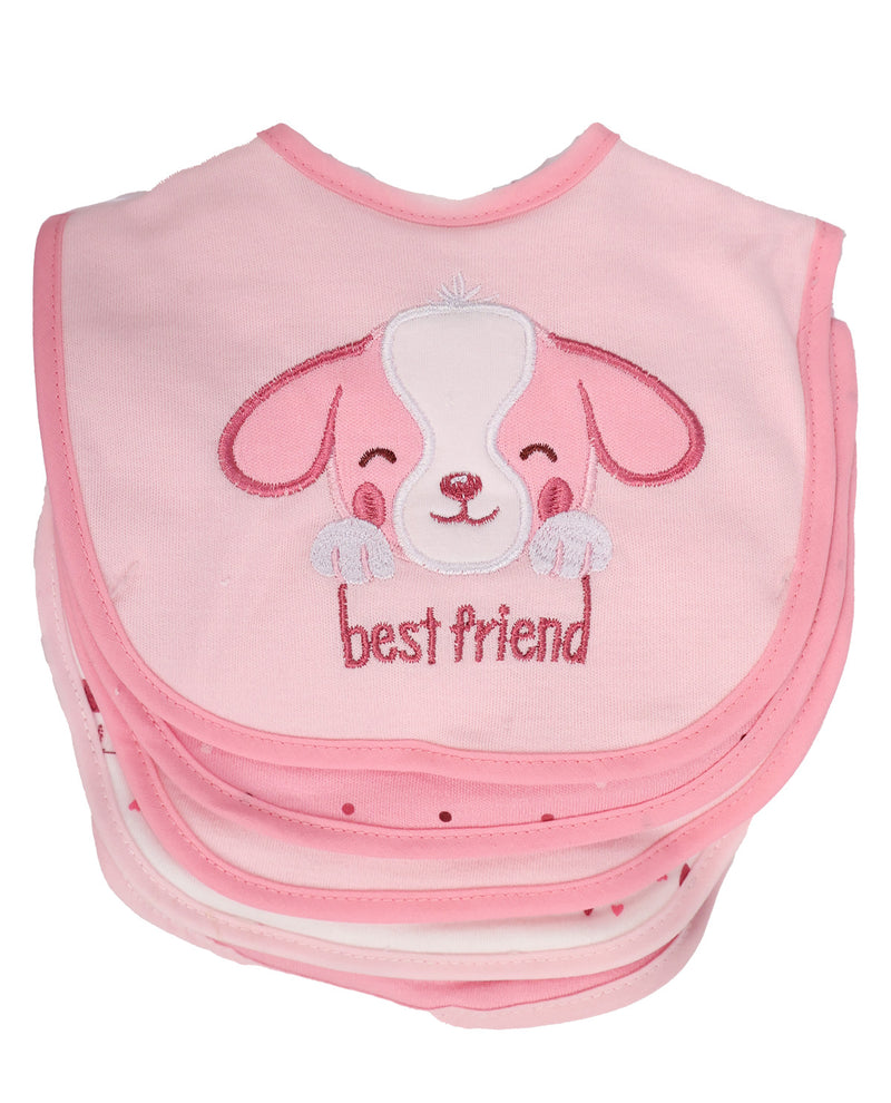 5 Pack bibs for girls with dog print