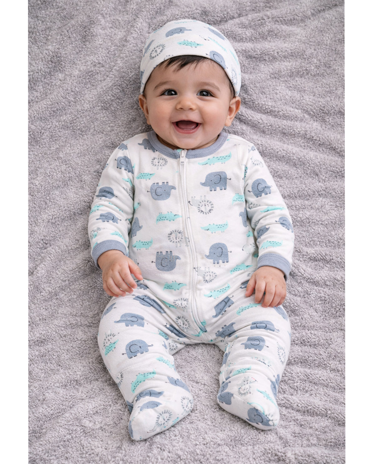 Baby Views Cotton Coveralls - Elephant