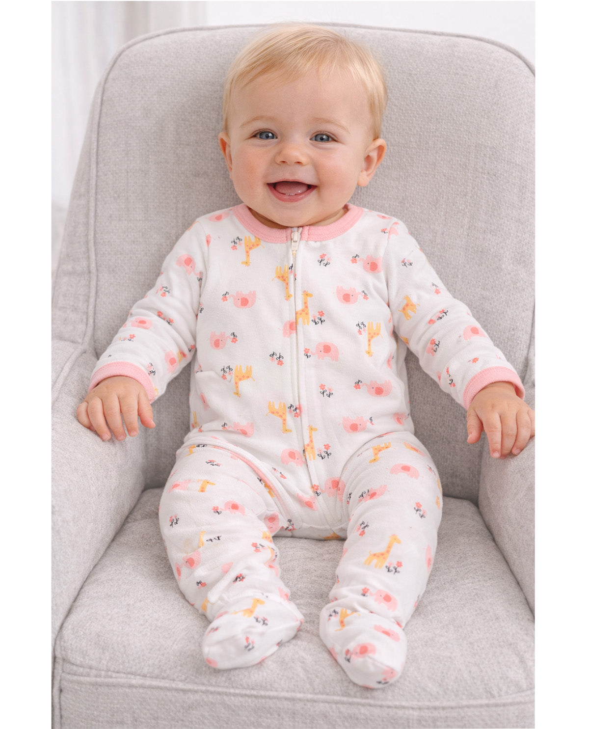 Baby Views Cotton Coveralls - Elephant & Giraffe