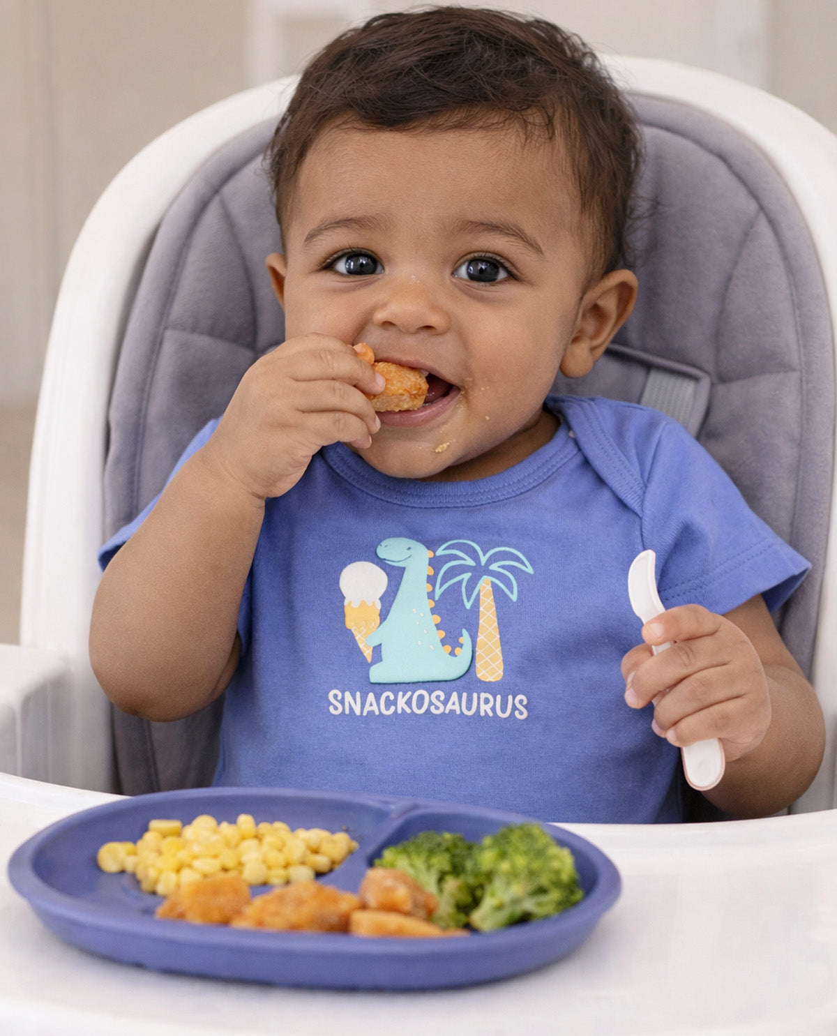 Baby Views 3 Pack Bodysuits - Blue Dino