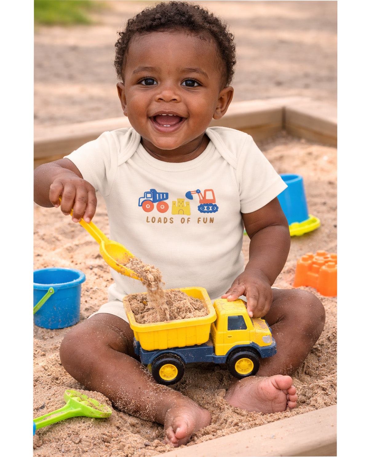 Baby Views 3 Pack Bodysuits - Cream Trucks