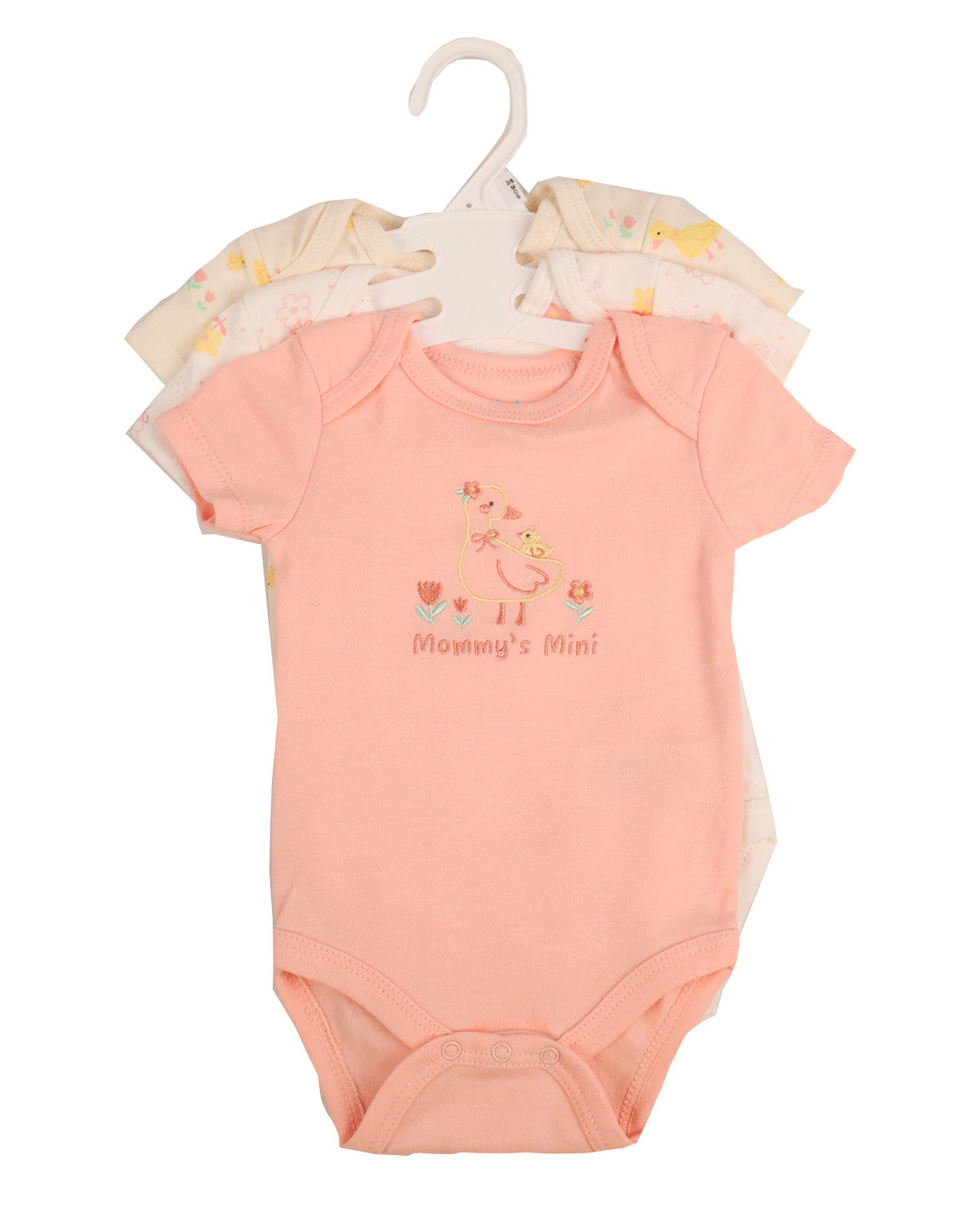 Baby Views 3 Pack Bodysuits - Coral Duckling