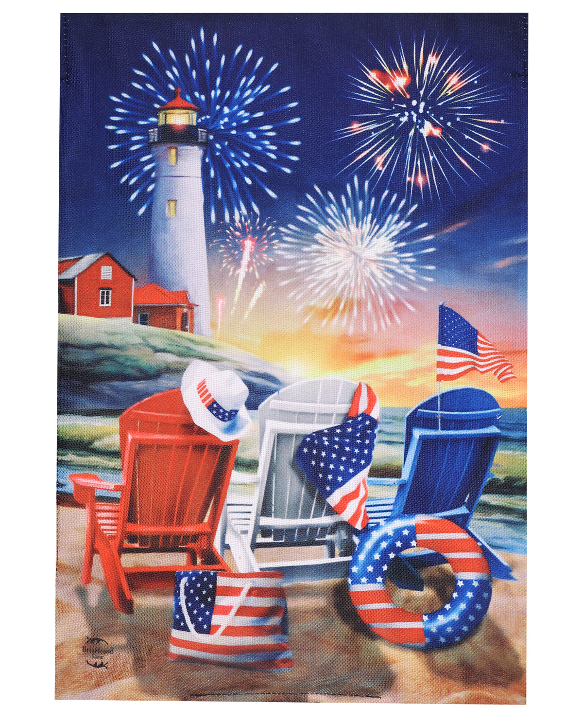 Briarwood Lane Lighthouse Fireworks Garden Flag