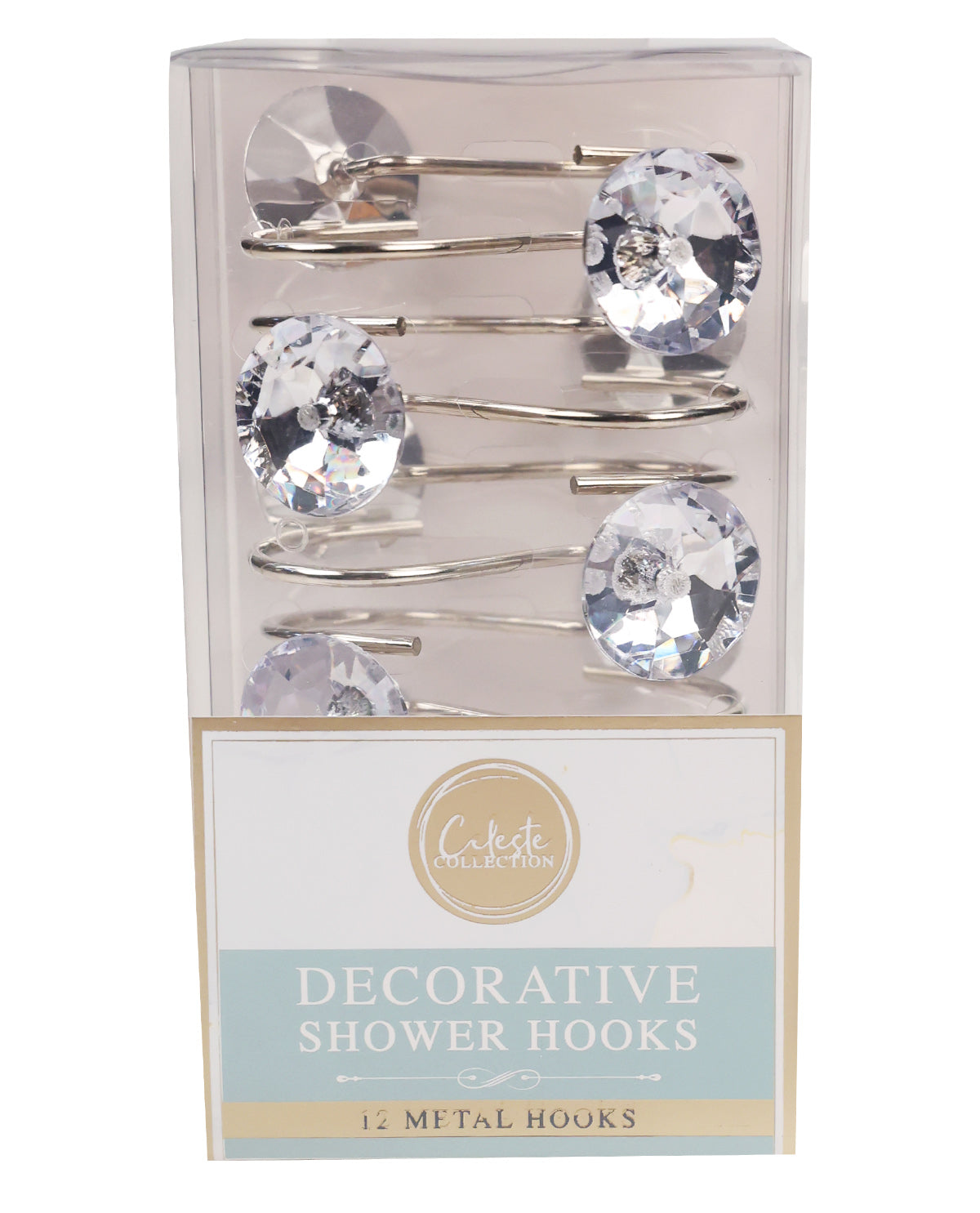 Crystal Round 12 Shower Hooks Chrome