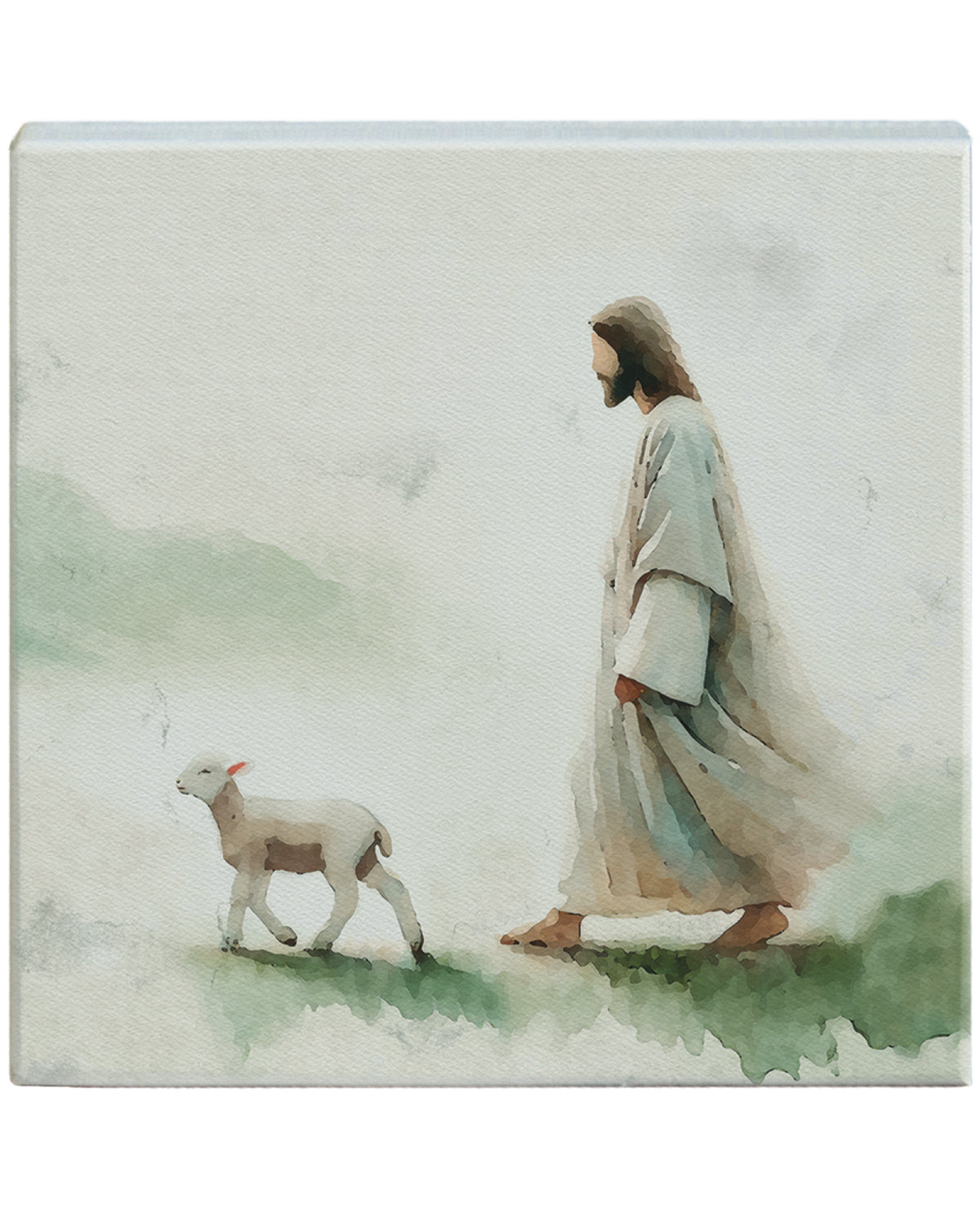 Jesus Walking Lamb Square Sign