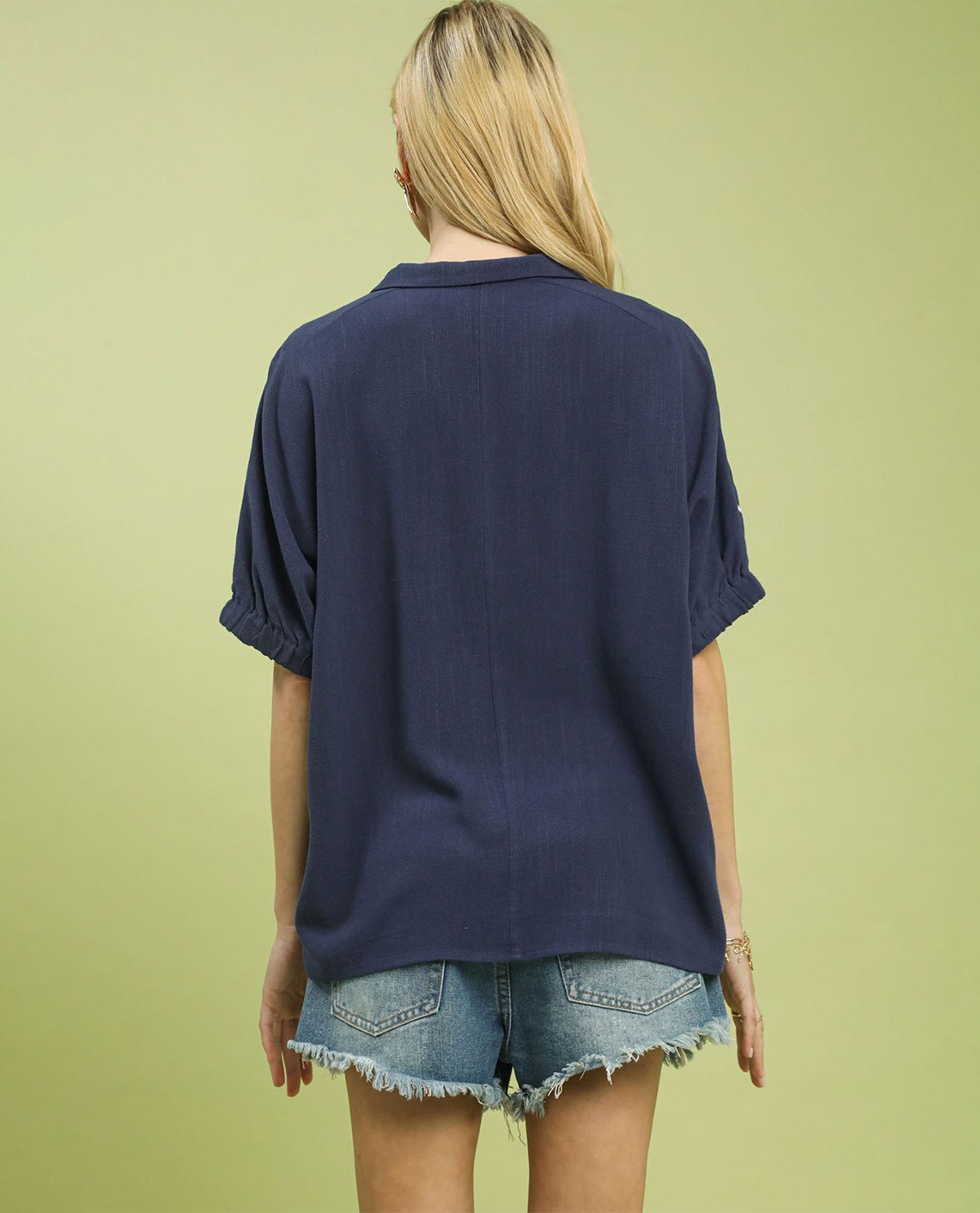 Umgee Embroidered Short Sleeve Blouse