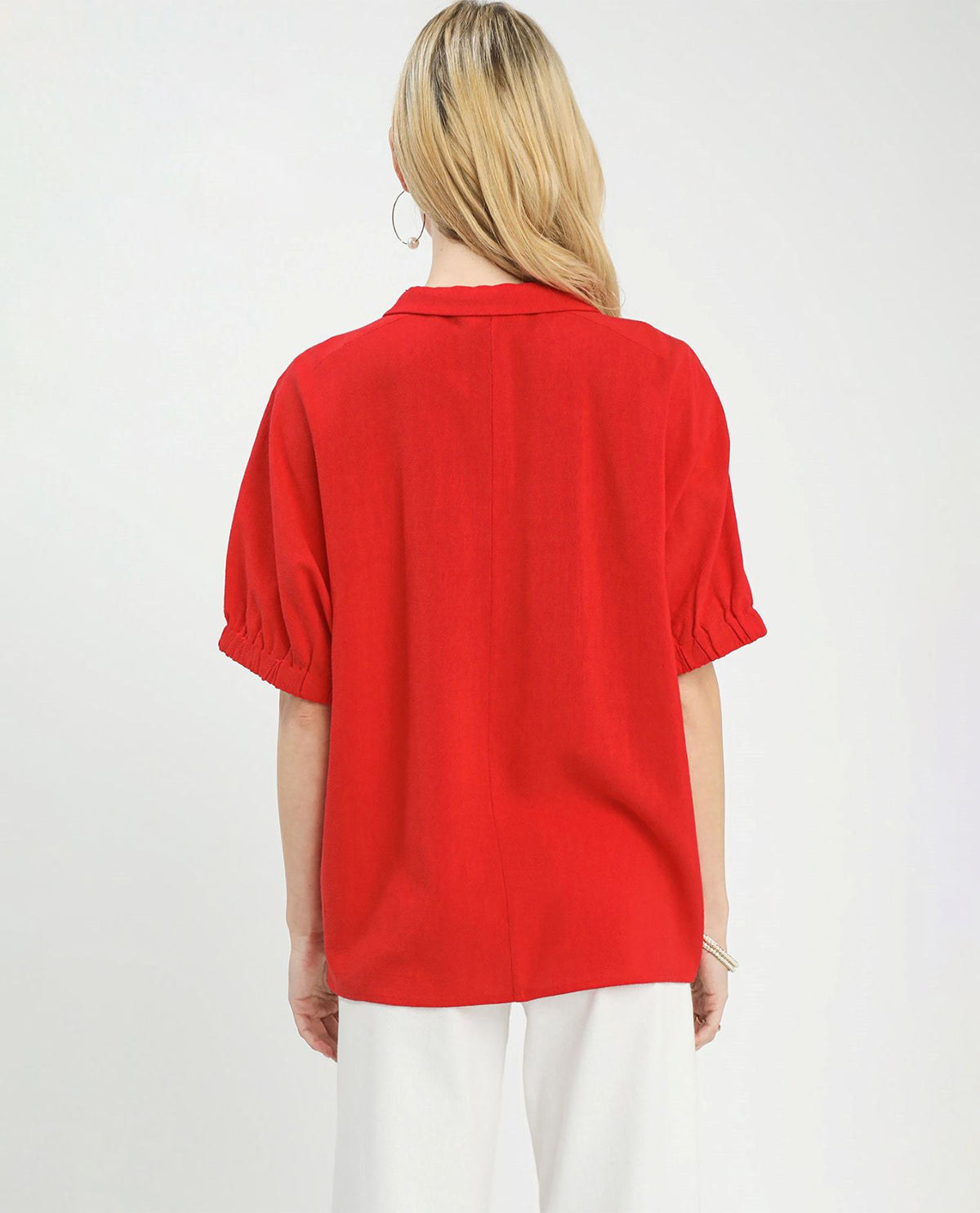 Umgee Embroidered Short Sleeve Blouse