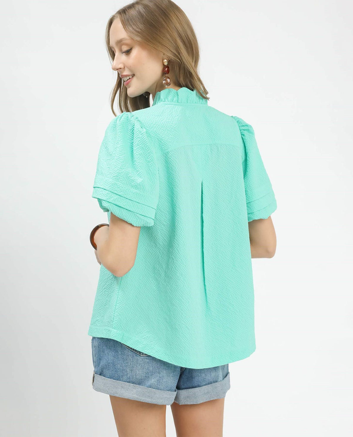 Umgee Texture Scallop Trim Solid Top Mint