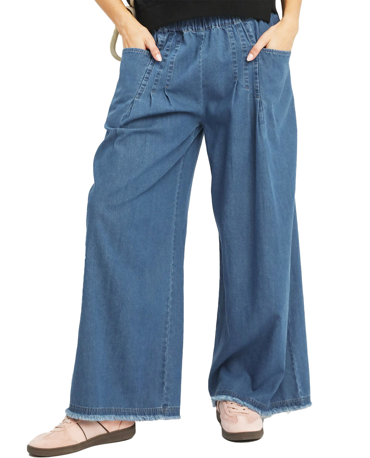 Umgee Stone Washed Wide Leg Pant