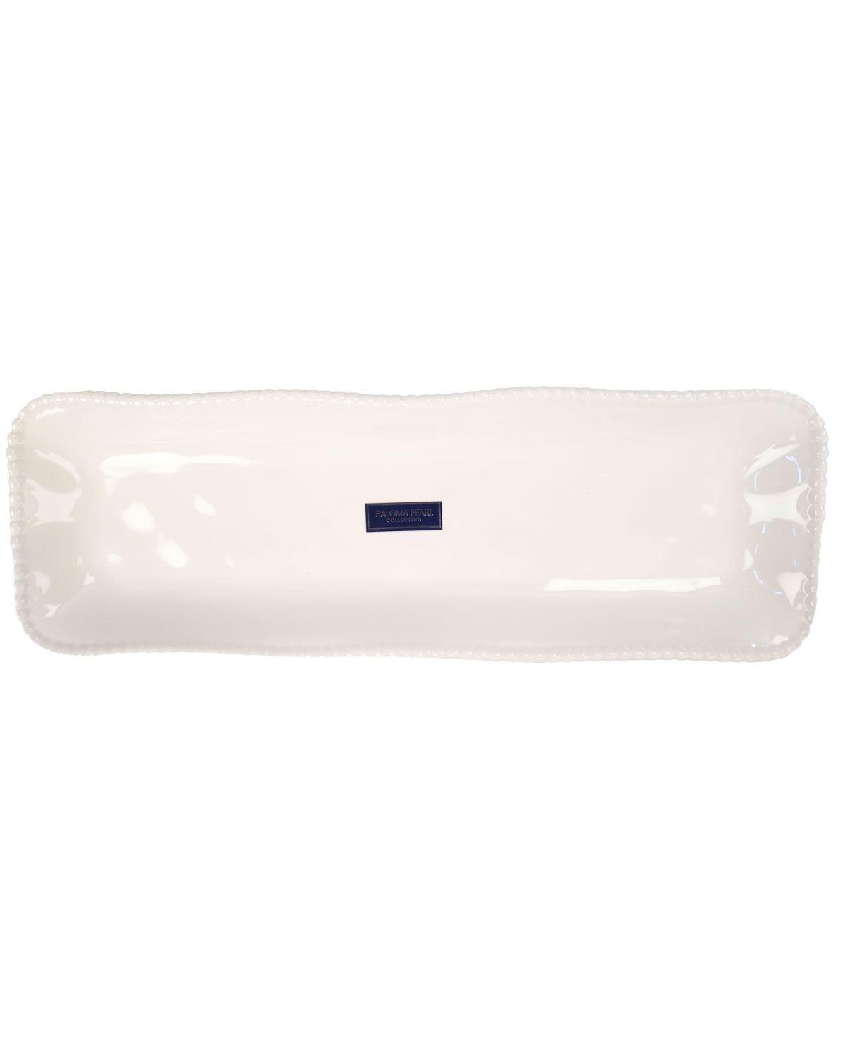 White Beaded Rectangular Tray