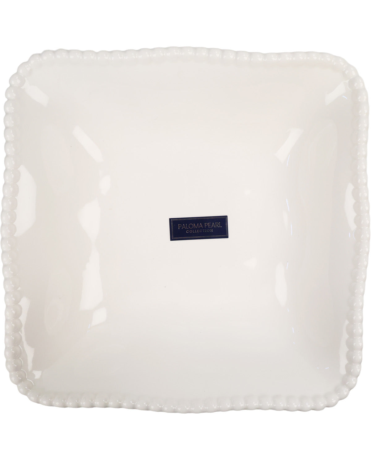White Beaded Square Serve Bowl