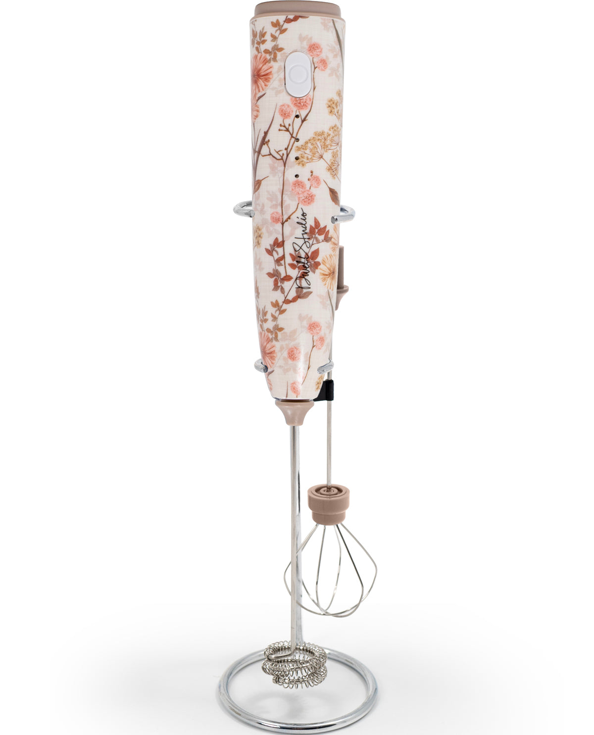 Neutral Floral Printed Milk Frother