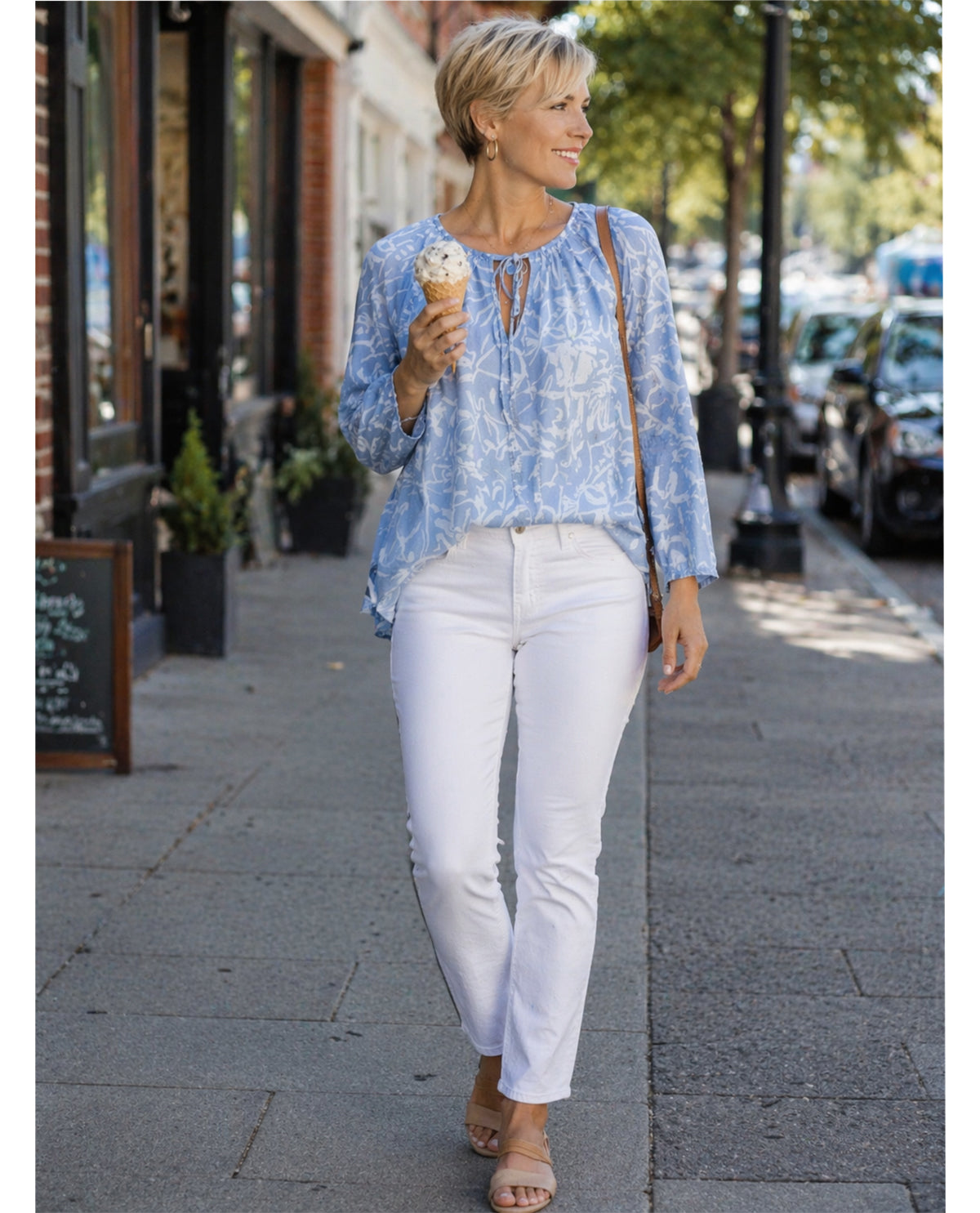 Hope & Harlow Print Tencel Woven Top