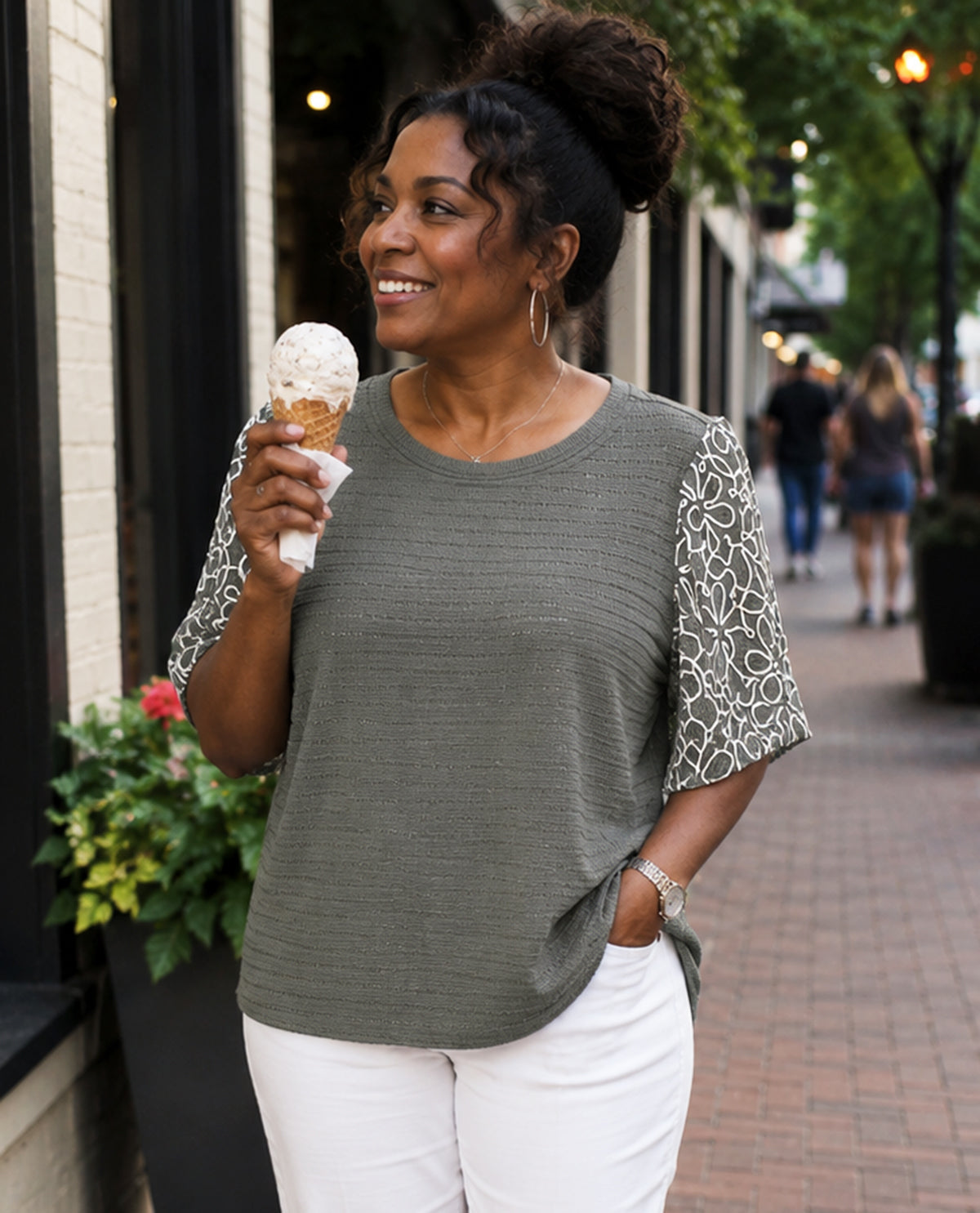 Zac & Rachel Novelty Knit Top Sage