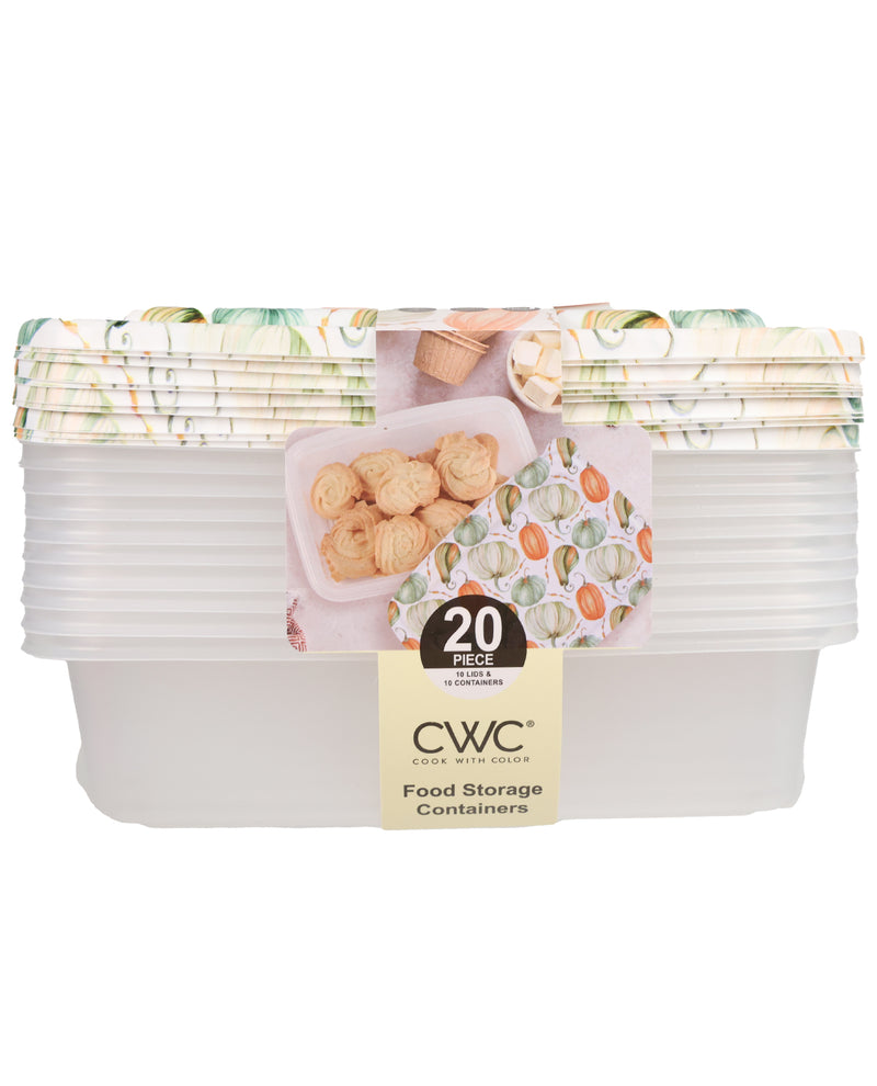 Pack of CWC food storage containers with a stack of containers and a small inset image of food on a white background.
