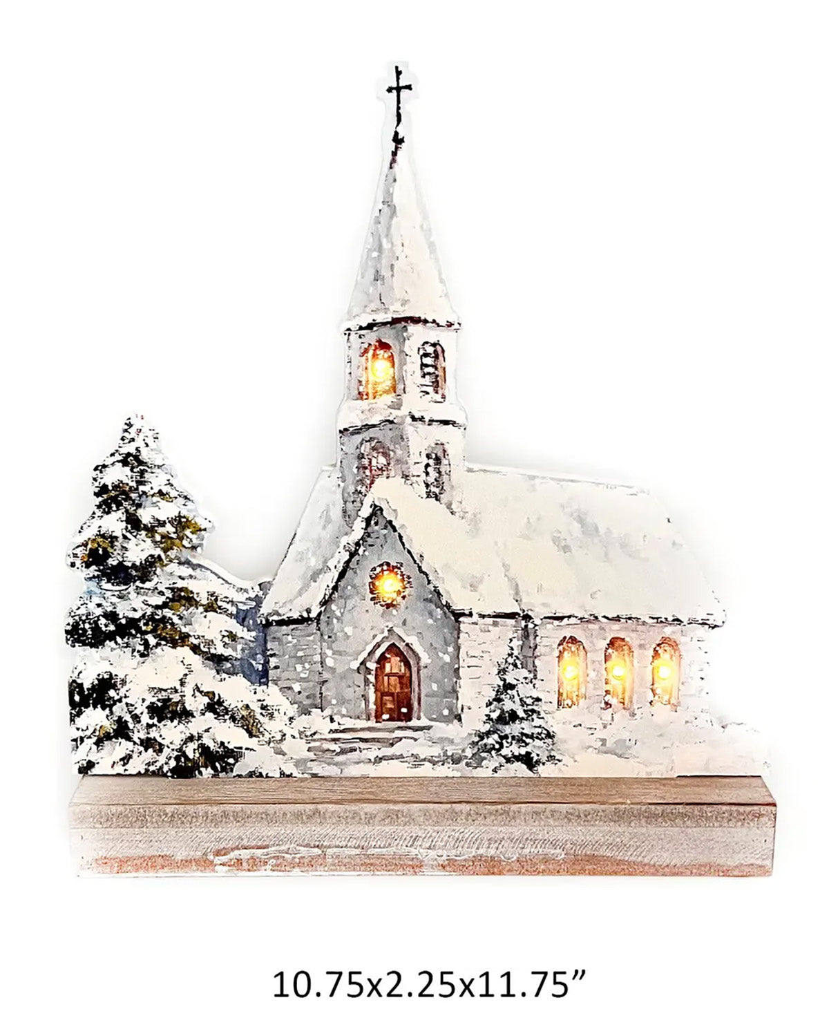 Porch View Christmas Church Lighted Silhouette