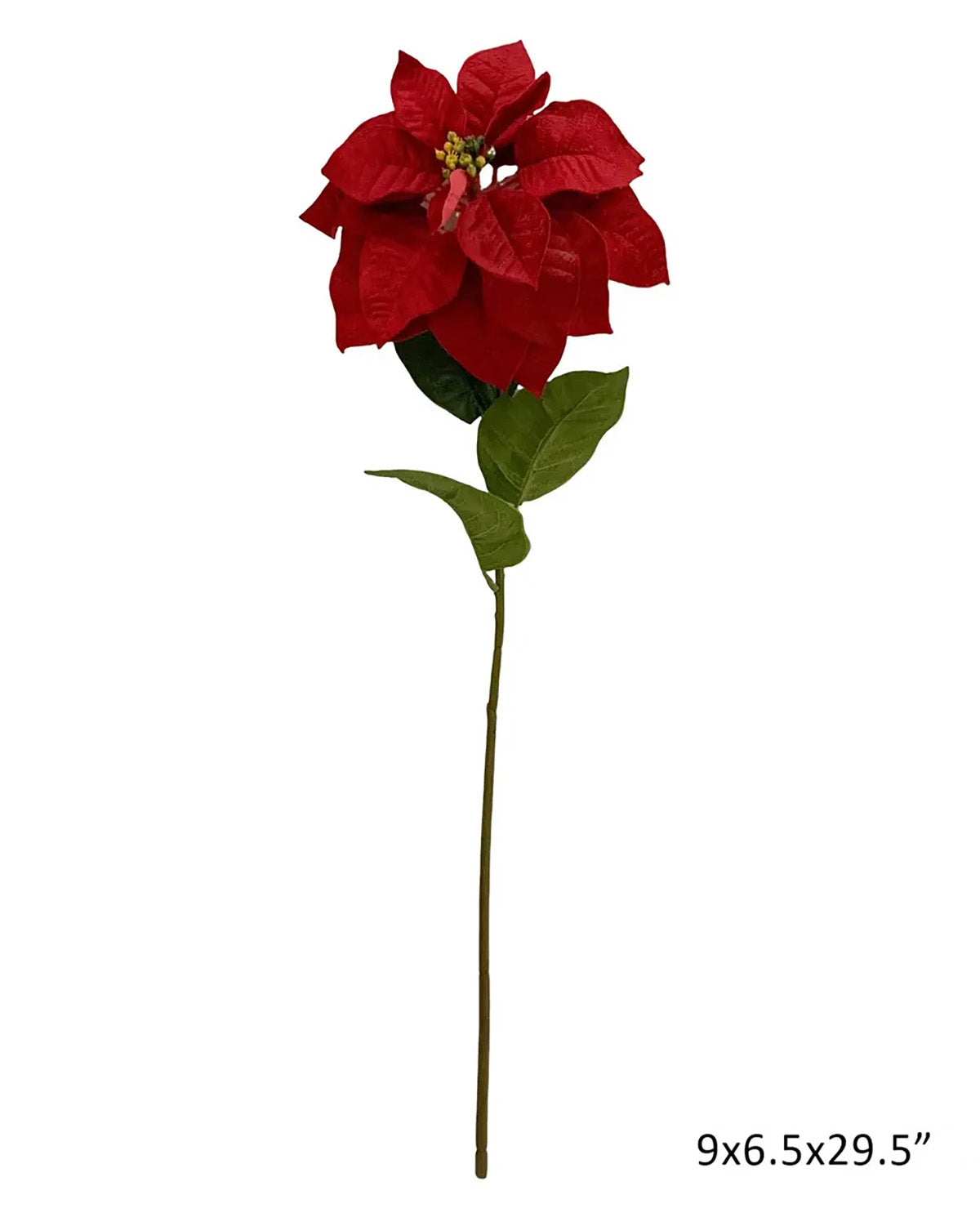 Porch View Faux Poinsettia Stem Red Velvet