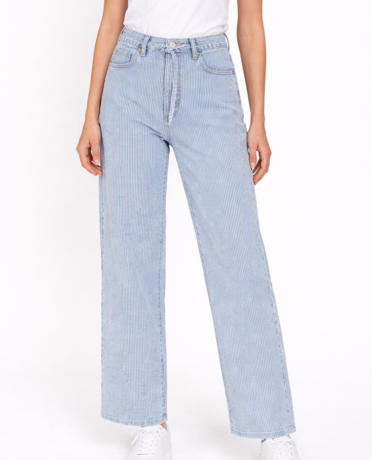 D Jeans Wide Leg Cord Tie Belt Pant Lt Stone