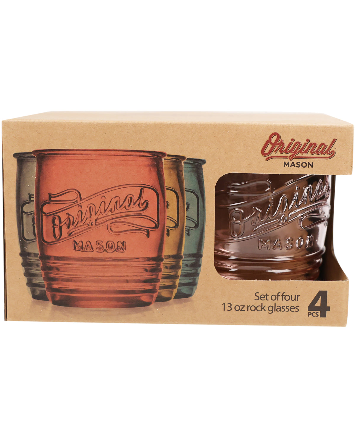 Set Of 4 Asst Color 13oz Cups