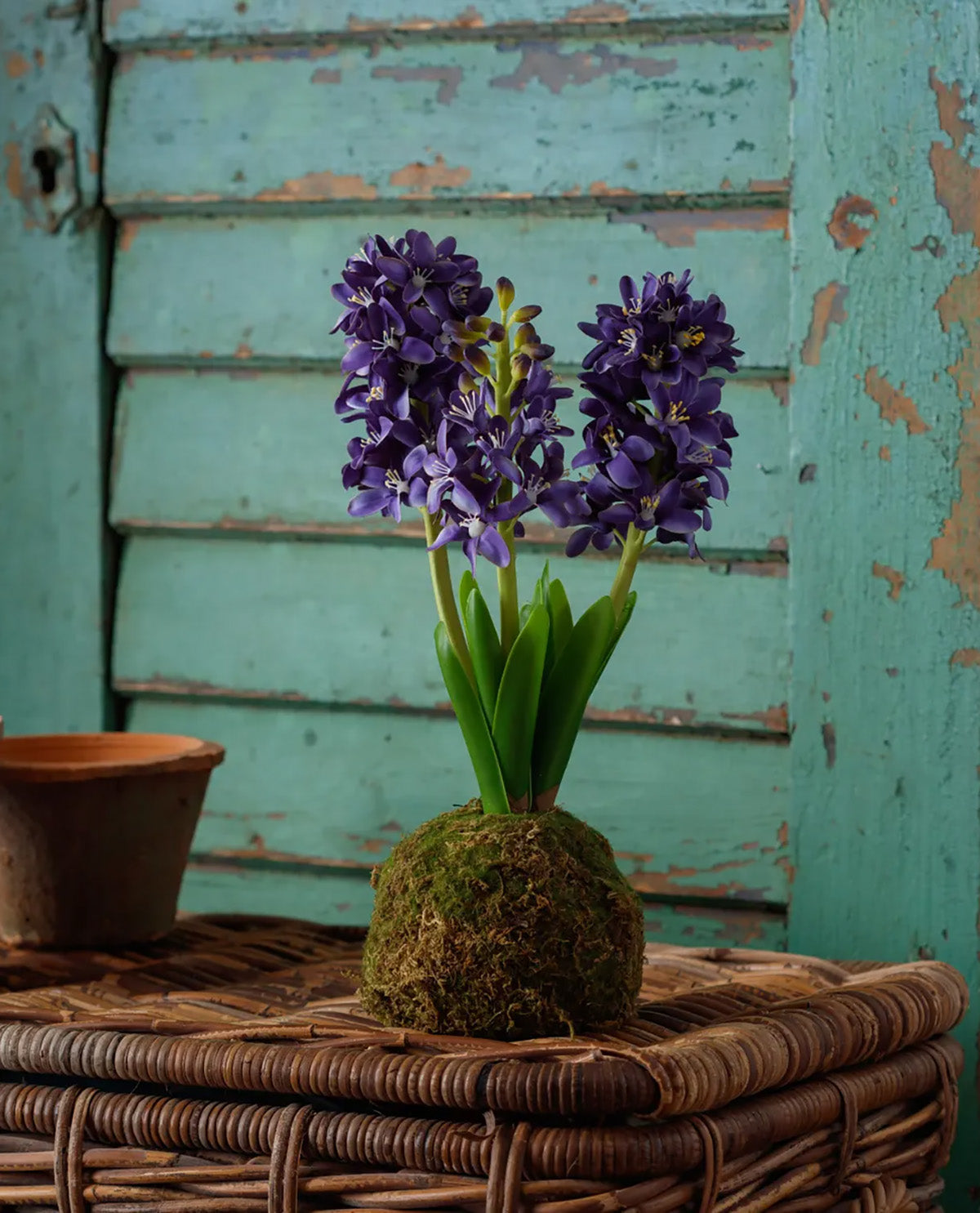 Porch View Faux Blue Hyacinth Moss Ball