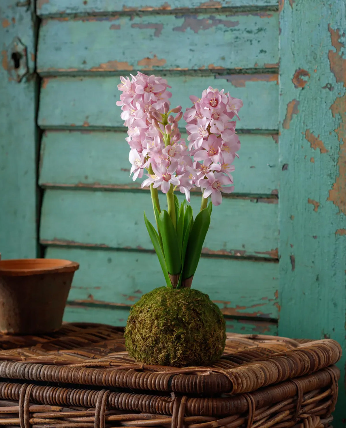 Porch View Faux Pink Hyacinth Moss Ball