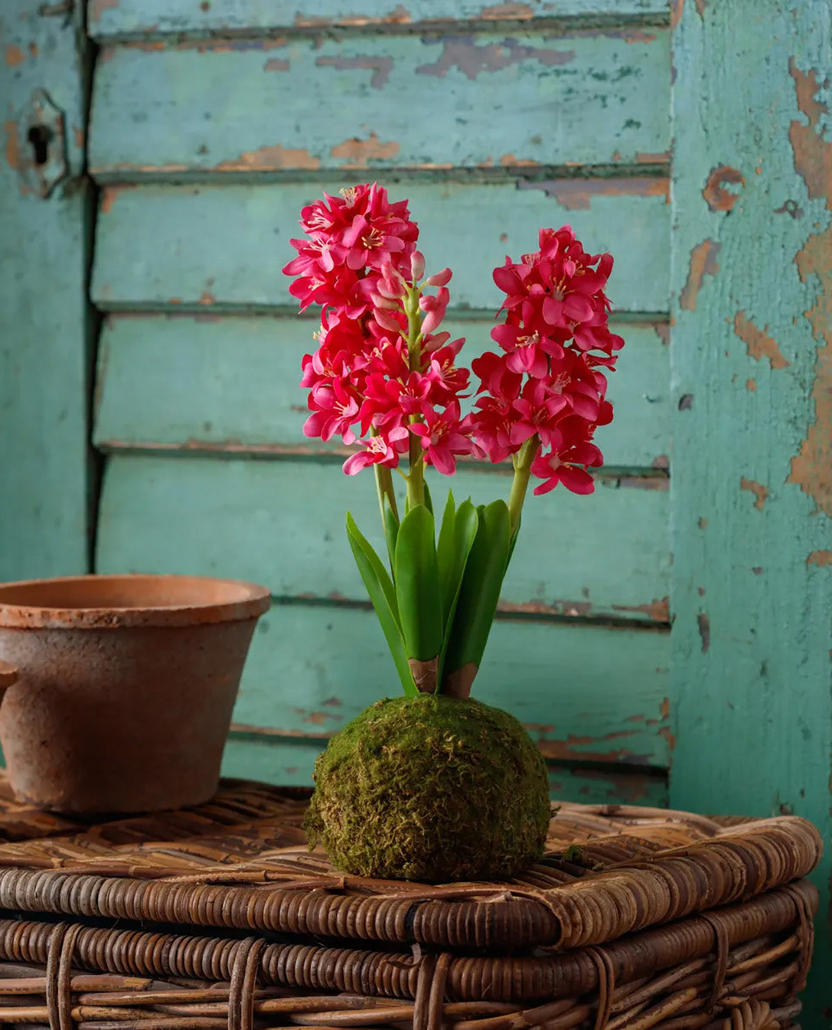 Porch View Faux Fuchsia Hyacinth Moss Ball