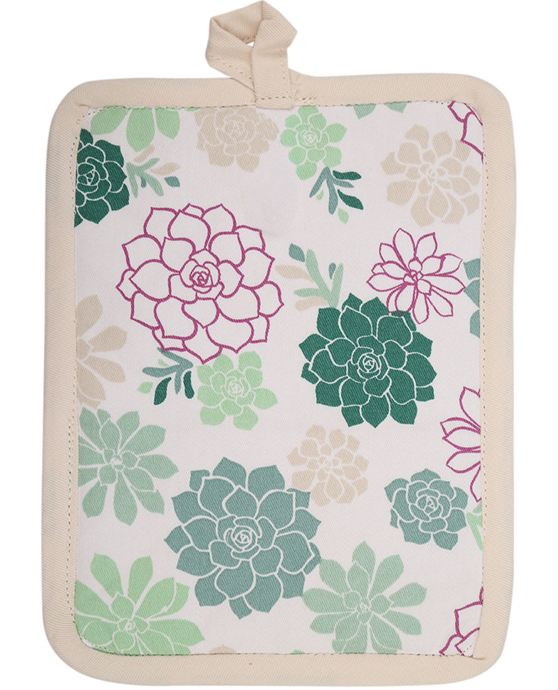 Potholder with succulent pattern on a white background