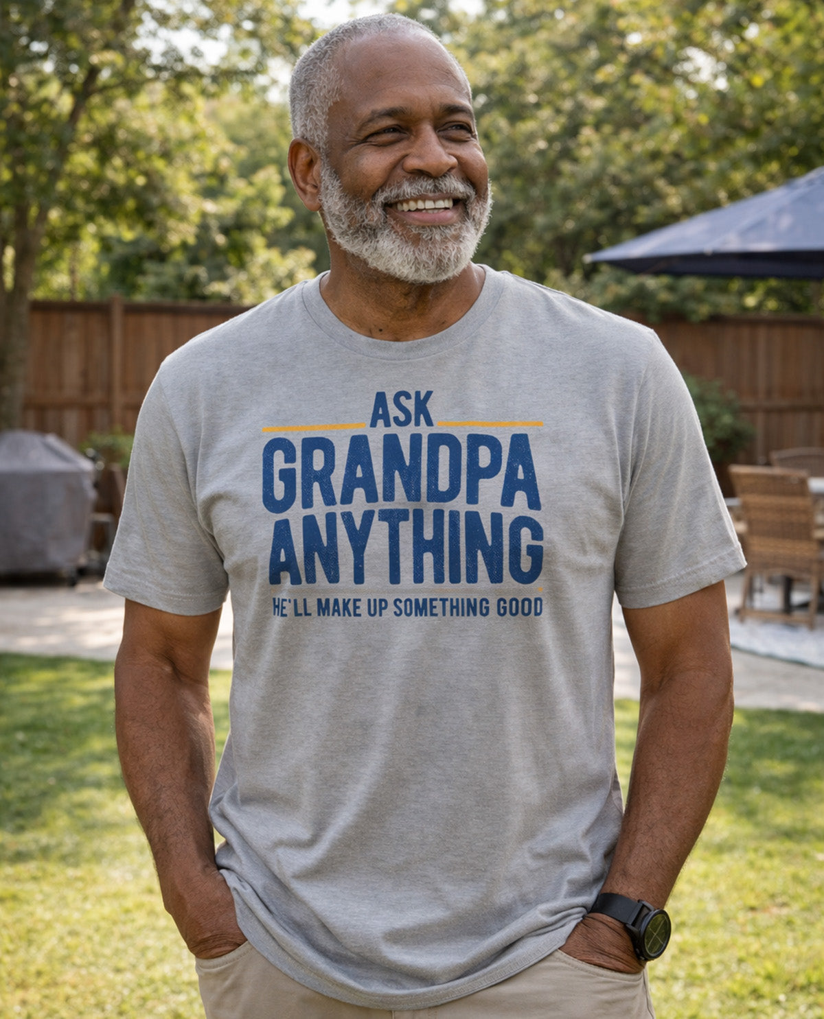 Ask Anything Grandpa Short Sleeve Tee Grey