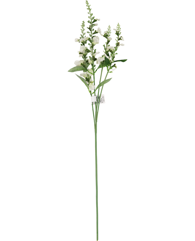 Artificial flower stem with white flowers on a white background