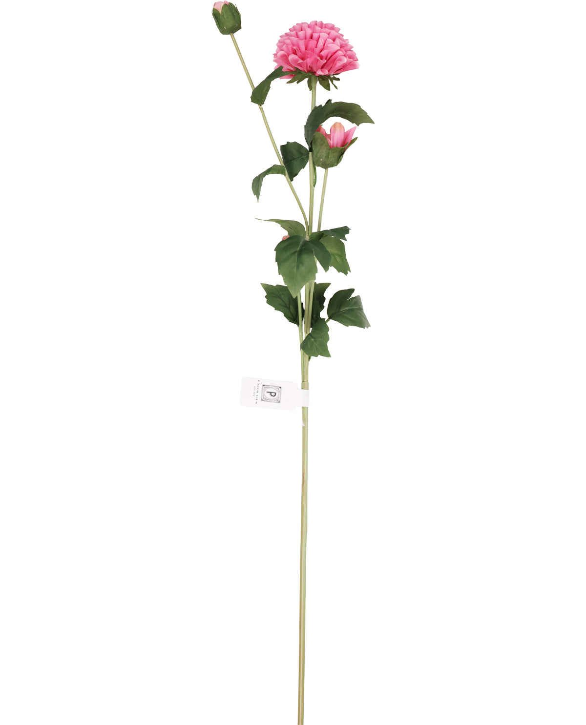 Artificial flower stem with pink flowers on a white background