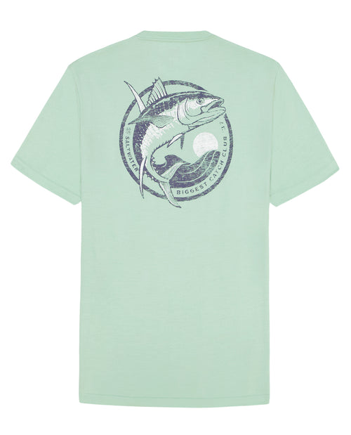 Izod Short Sleeve Deep Blue Fish Graphic Tee Green