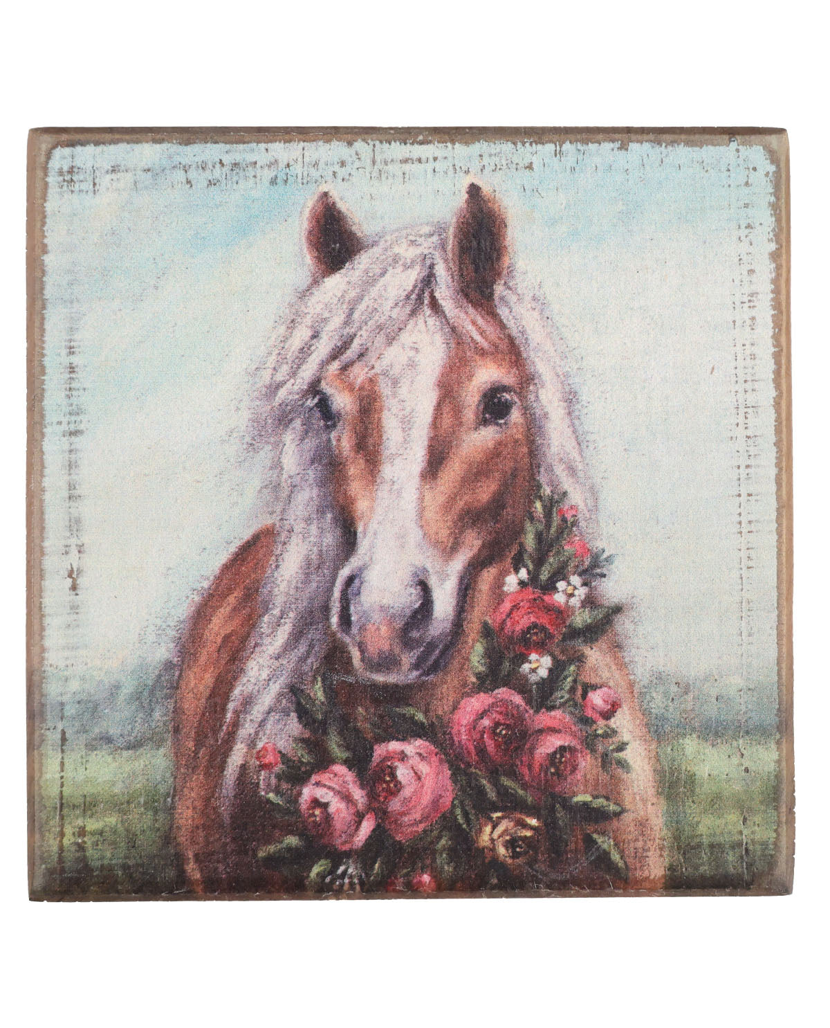 Floral Horse Block Sign