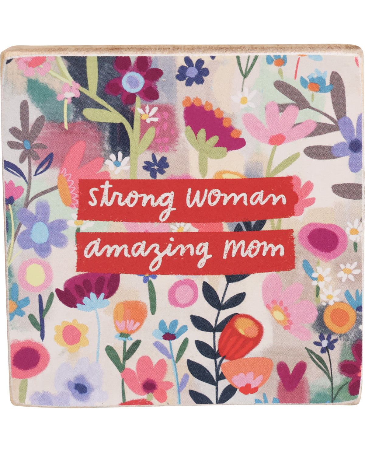 Decorative box with floral design and 'Strong Woman Amazing Mom' text