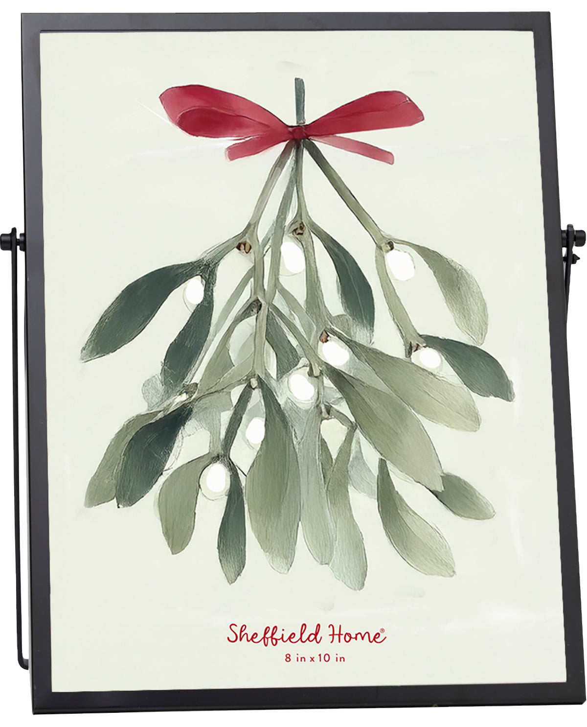 Framed artwork of mistletoe with a red bow and 'Sheffield Home' branding.