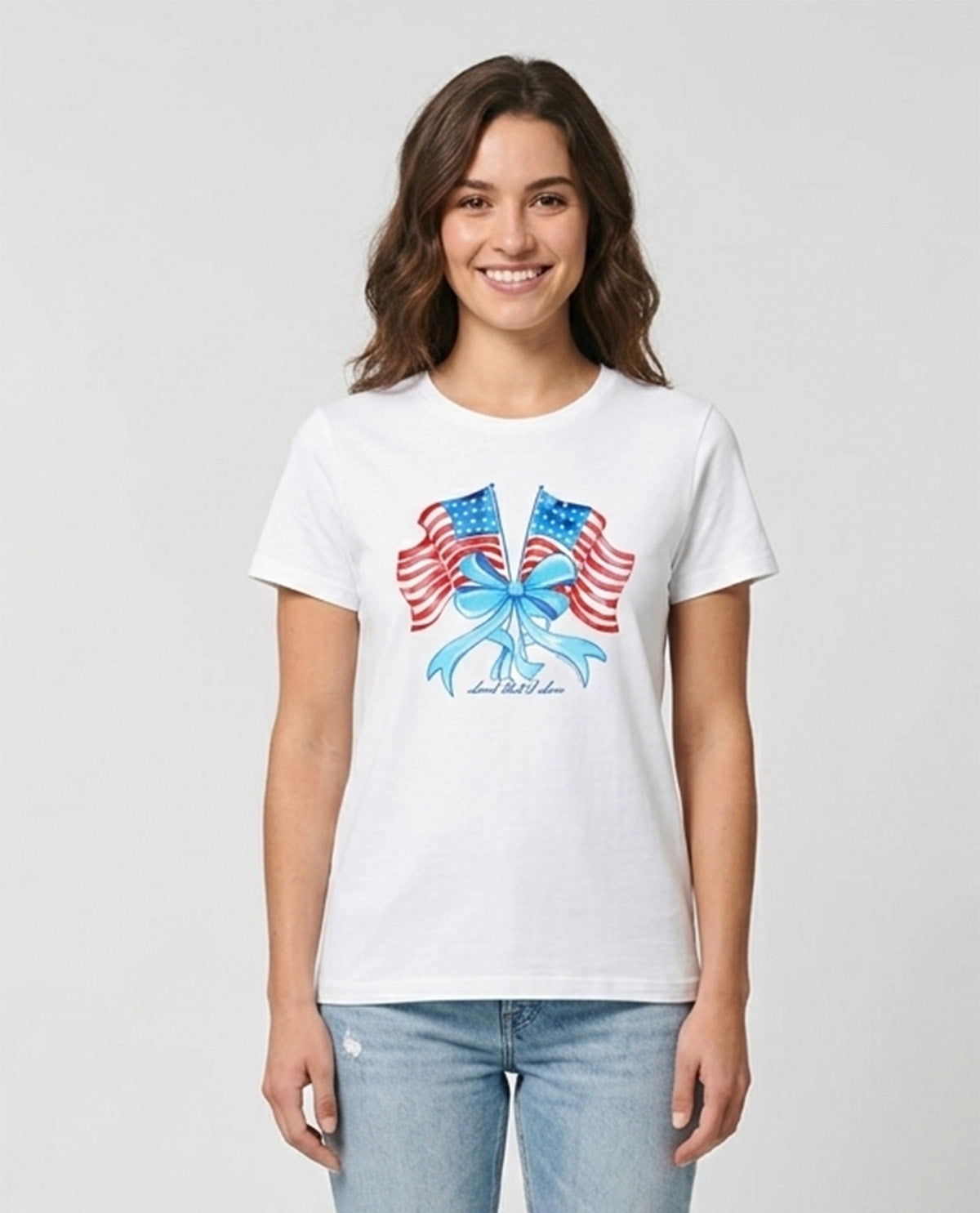 Southern Couture Soft Land That I Love Flags Tee White