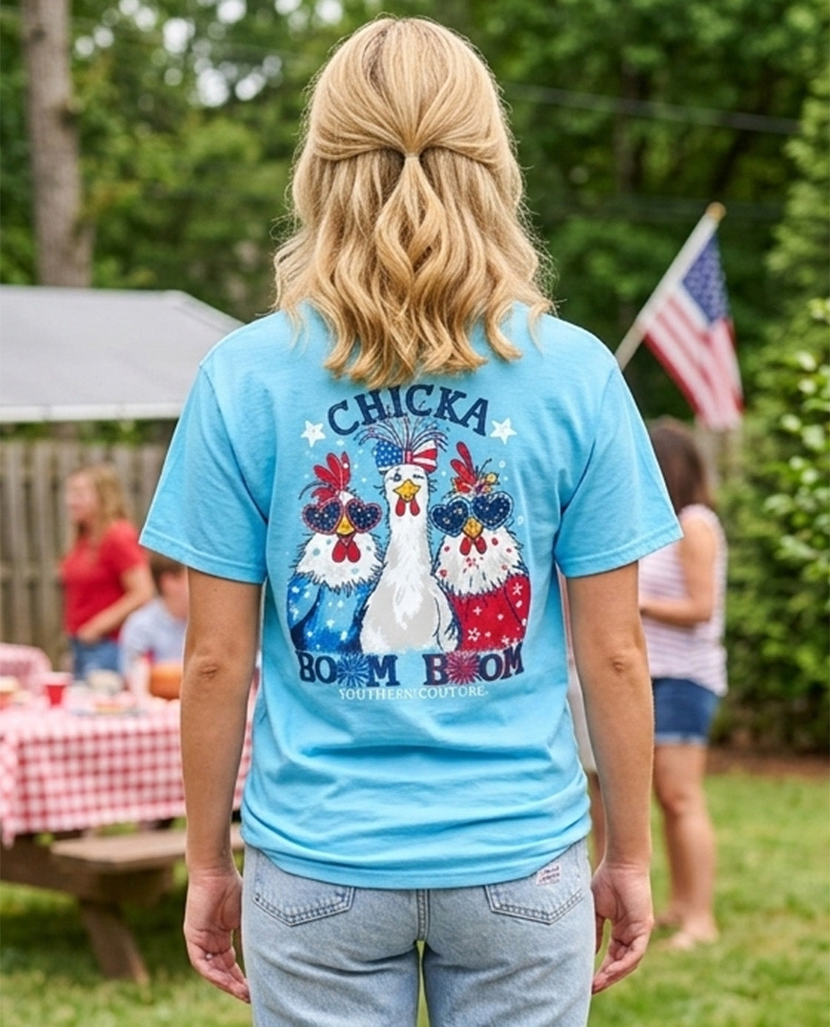 Southern Couture Classic Chica Boom Boom Tee Sky Blue