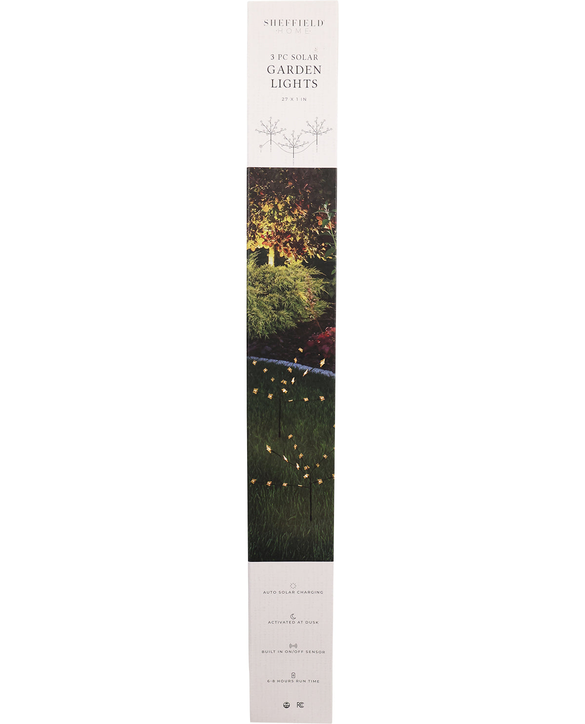 Sheffield Garden Lights packaging with a scenic image of lights in a garden.